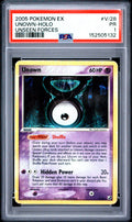 Unown Holo PSA 1 2005 Pokemon Ex Unseen Forces #V/28 POP 1