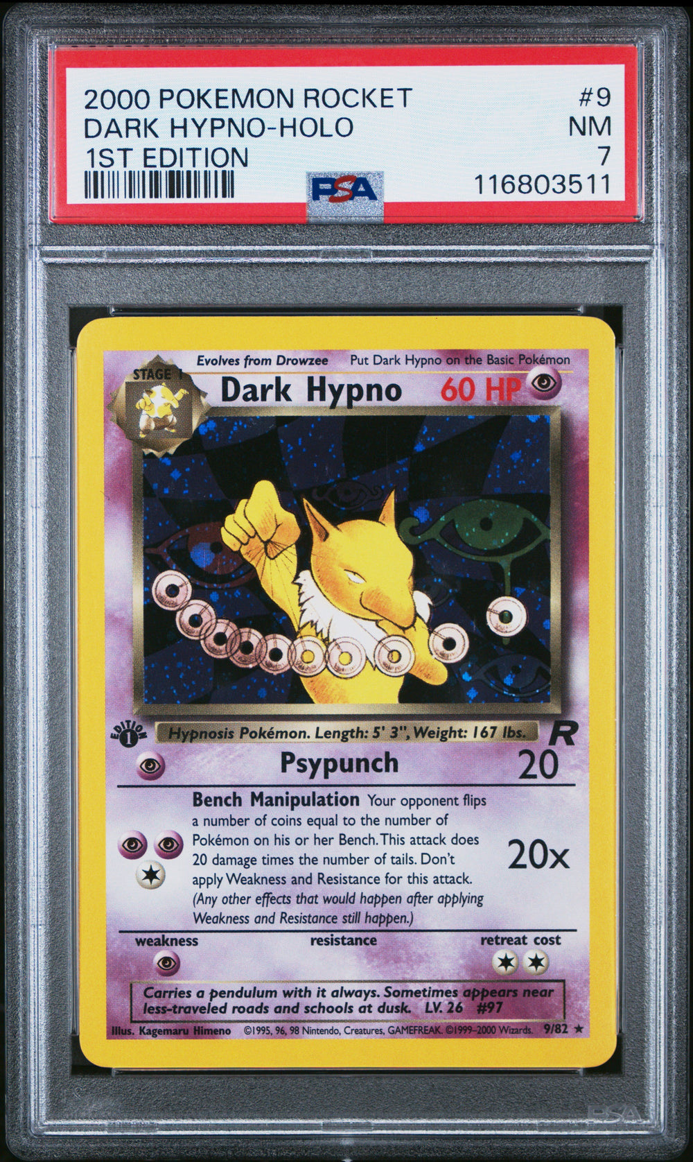 Dark Hypno Holo 1st Edition PSA 7 2000 Pokemon Rocket #9