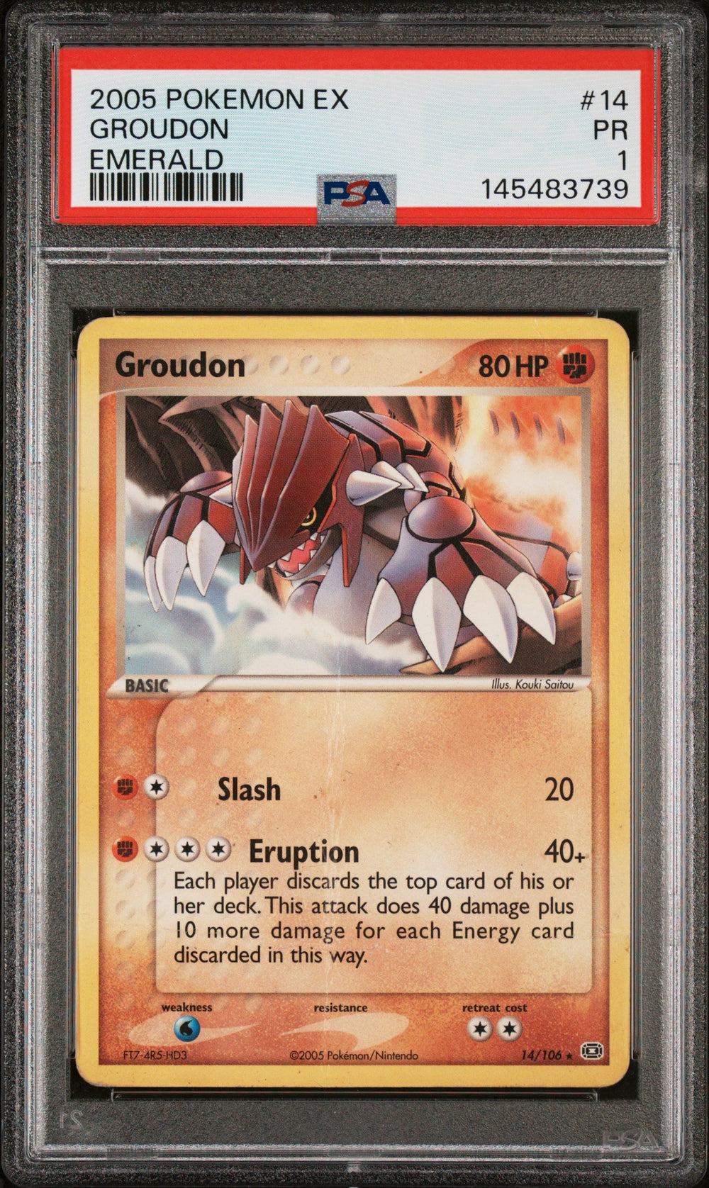 Groudon PSA 1 2005 Pokemon Ex Emerald #14 POP 1