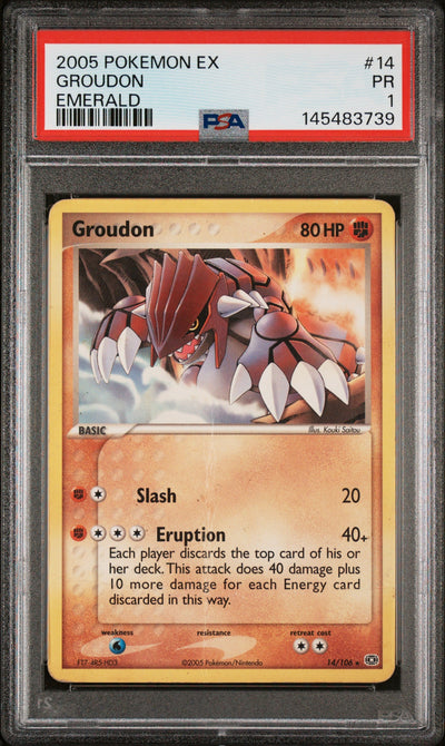 Groudon PSA 1 2005 Pokemon Ex Emerald #14 POP 1