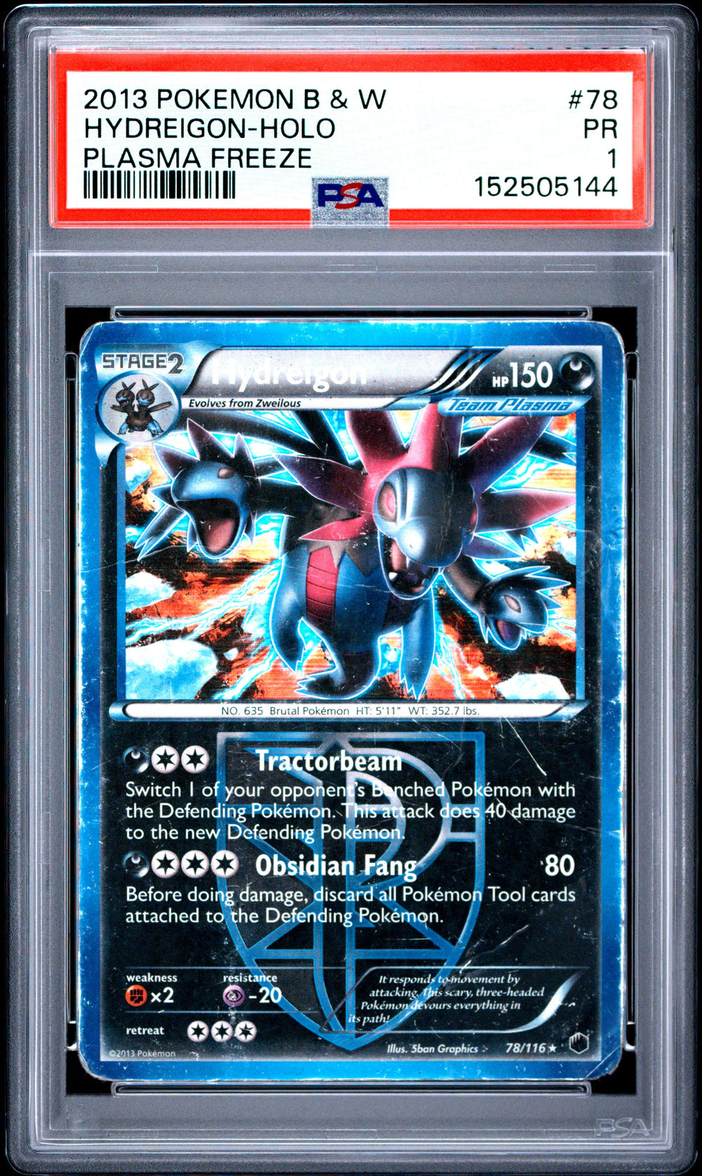Hydreigon Holo PSA 1 2013 Pokemon Black & White Plasma Freeze #78 POP 1