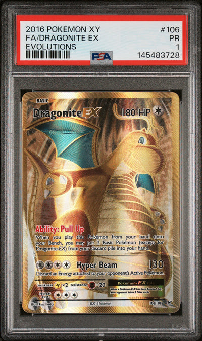 Dragonite EX PSA 1 2016 Pokemon XY Evolutions #106