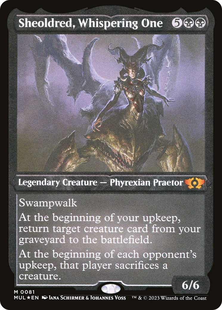 Sheoldred, Whispering One (MUL-081) - Multiverse Legends Etched Foil