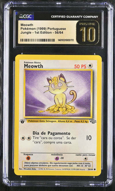 Meowth CGC Pristine 10 2000 Jungle 1st Edition #56/64