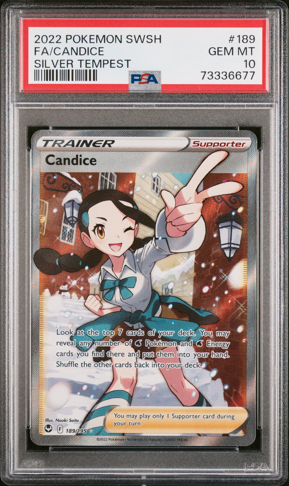 Candice PSA 10 2022 Pokemon Sword & Shield Silver Tempest #189