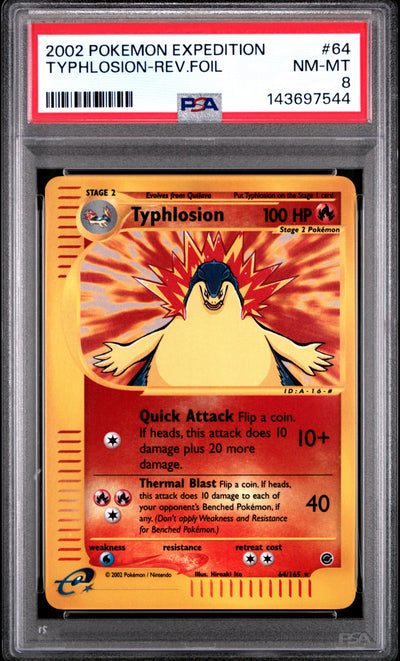 Typhlosion Reverse Holo PSA 8 2002 Pokemon Expedition #64