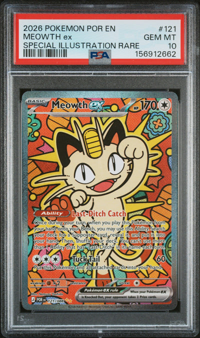 Meowth ex PSA 10 2026 Por En Perfect Order #121