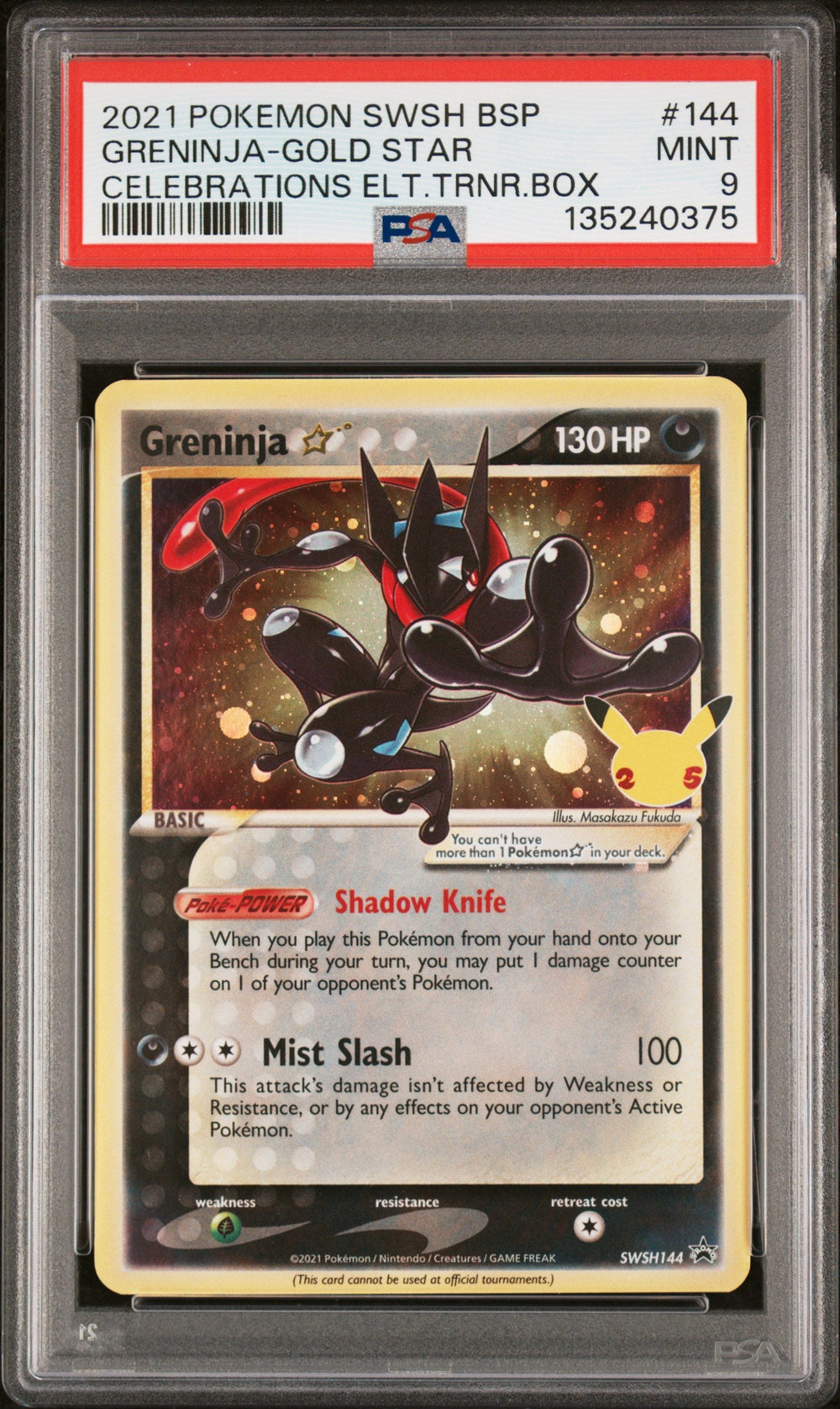 Greninja Gold Star Celebrations PSA 9 SWSH Black Star Promo #144