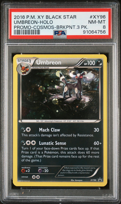 Umbreon Holo Cosmos PSA 8 2016 XY Black Star Promo #XY96
