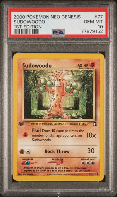 Sudowoodo 1st Edition PSA 10 2000 Neo Genesis 1st Edition #77