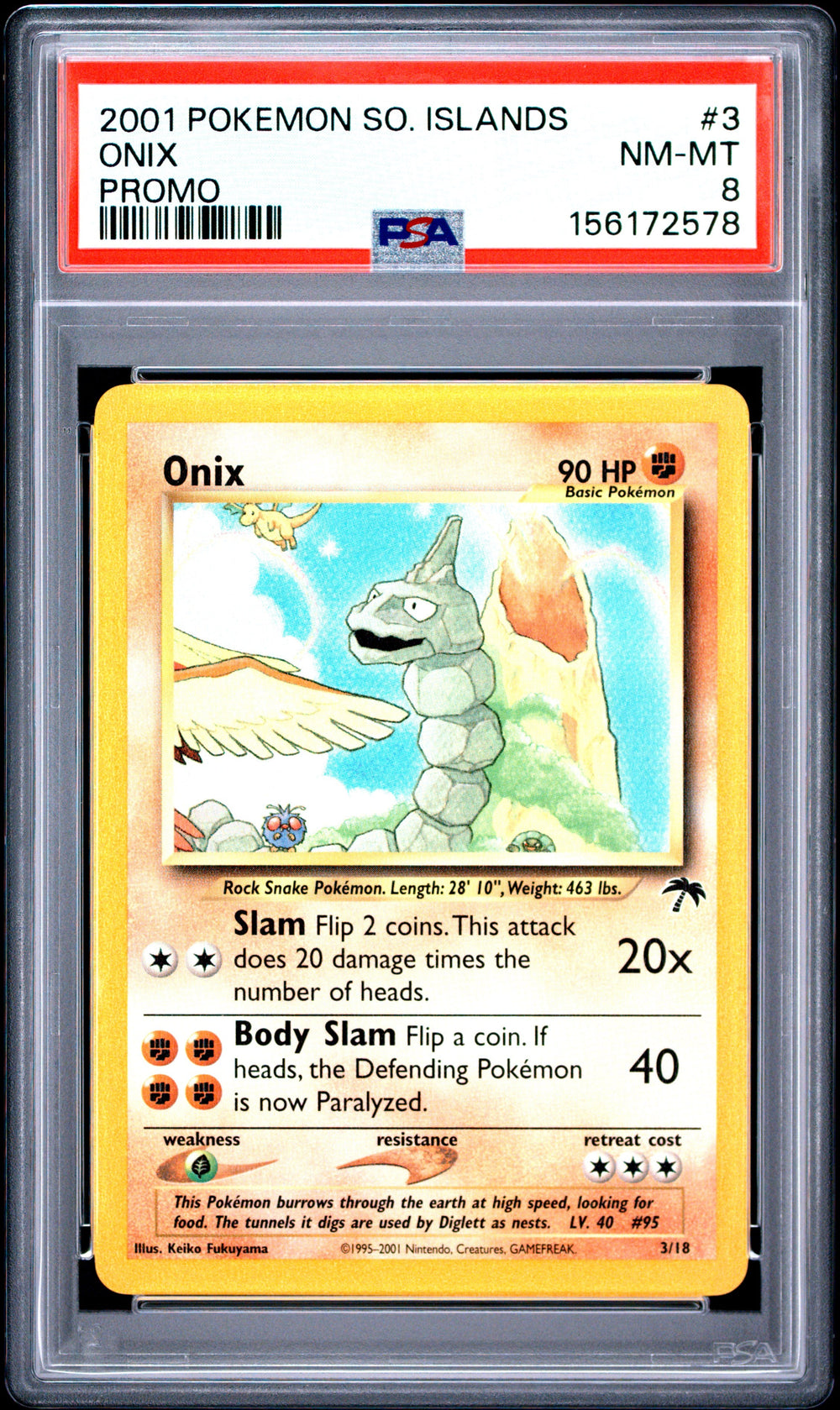Onix PSA 8 2001 Pokemon Southern Islands Promo #3