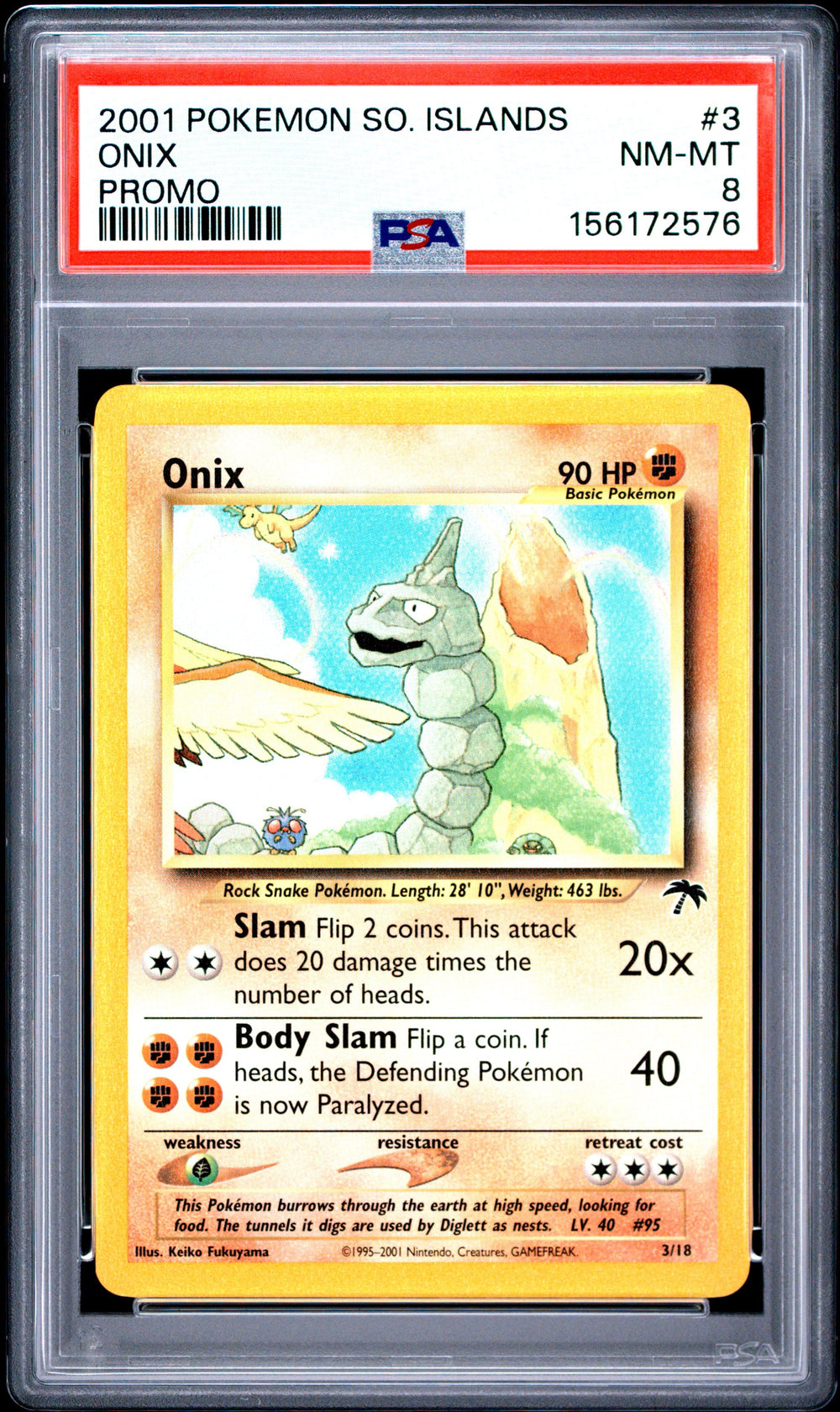 Onix PSA 8 2001 Pokemon Southern Islands Promo #3