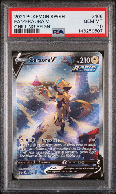 Zeraora V PSA 10 2021 Pokemon Sword & Shield Chilling Reign #166