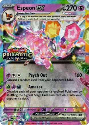Espeon Ex 034 131 Prismatic Evolutions Stamp 34 Miscellaneous Cards Products Holofoil