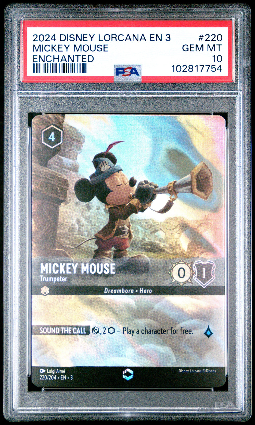 Mickey Mouse Enchanted PSA 10 2024 Disney Lorcana En 3-Into The Inklands #220