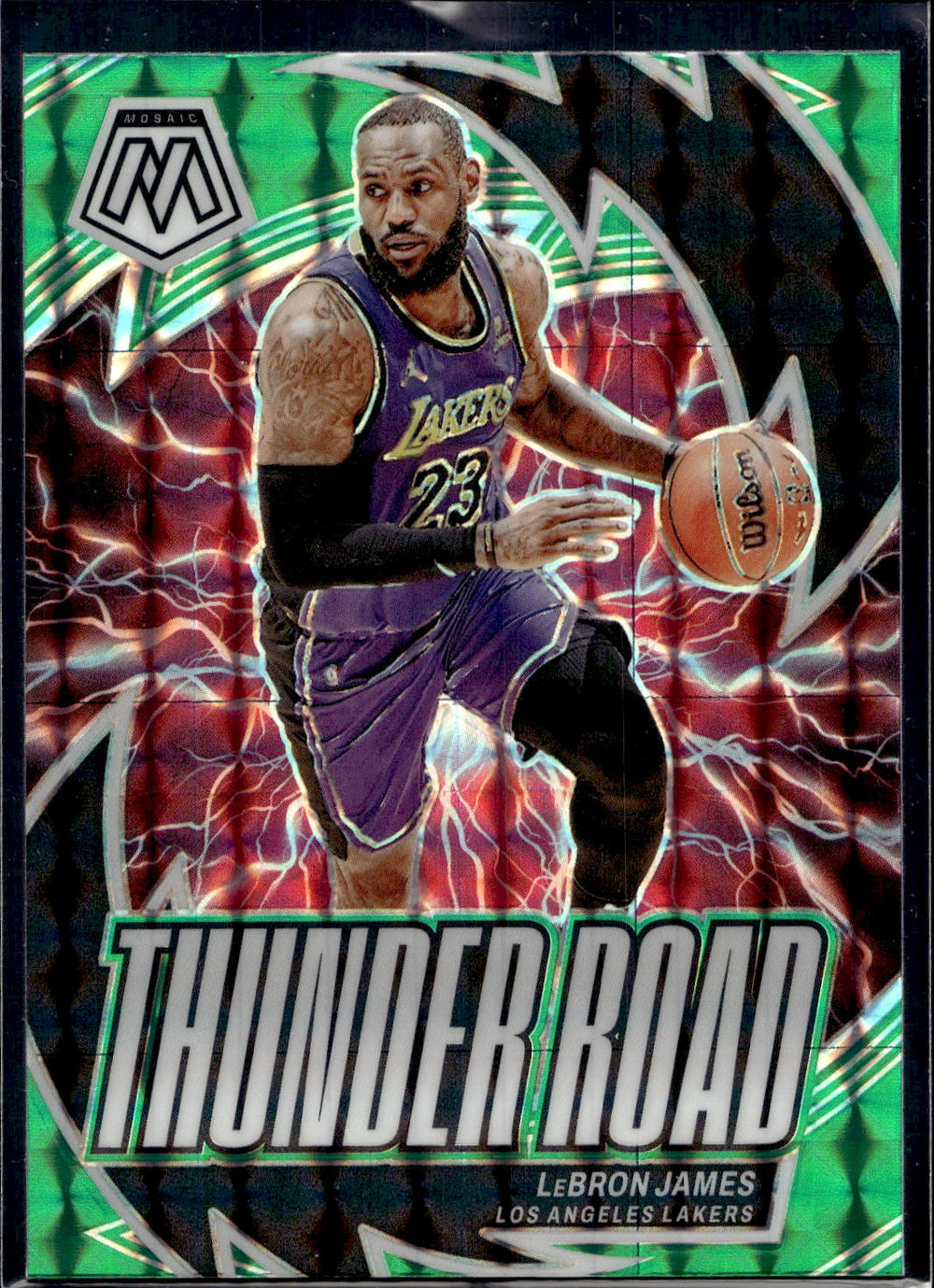 2023-24 Panini Mosaic #9 LeBron James Thunder Road Mosaic Green
