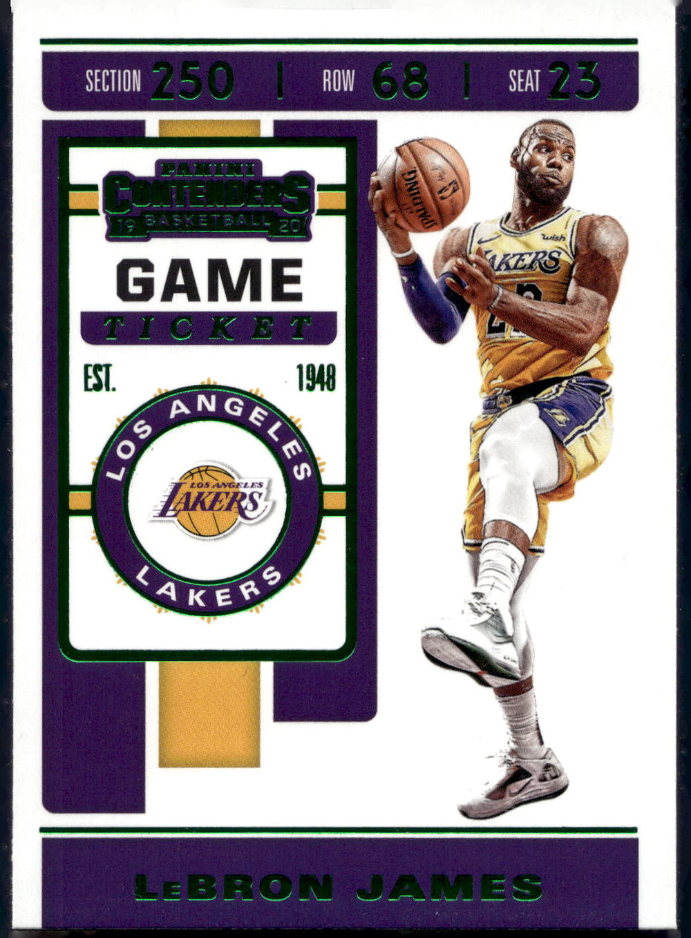 2019-20 Panini Contenders #70 LeBron James Game Ticket Green
