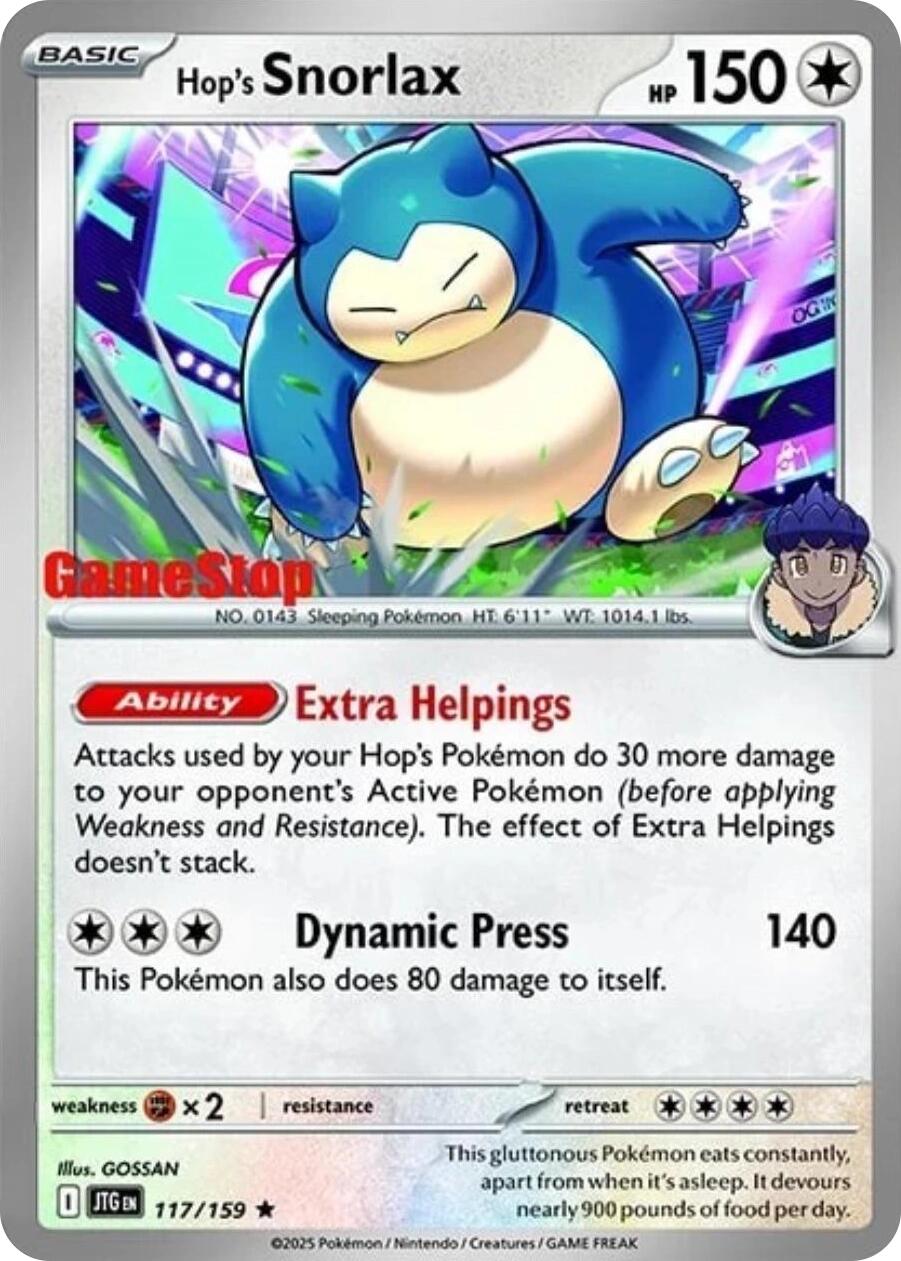 Hop's Snorlax - 117/159 (GameStop) (Cosmos Holo) - 117/159 - (Miscellaneous Cards & Products)