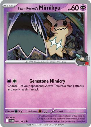 Team Rocket's Mimikyu 87 Sv10 Destined Rivals Reverse Holofoil