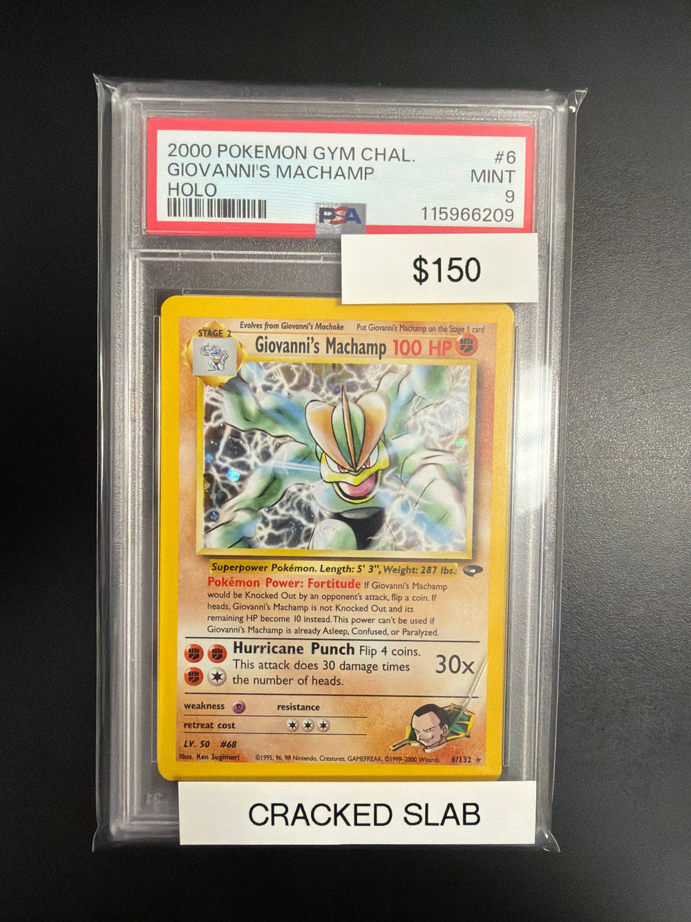 Pokemon Gym Challenge Giovanni Machamp #6 PSA 9 *CRACKED SLAB*