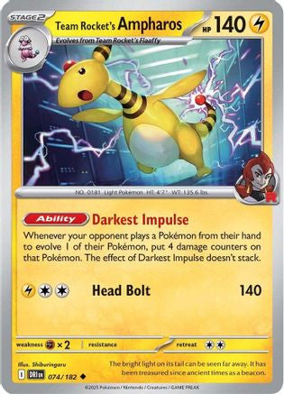 Team Rocket's Ampharos 74 Sv10 Destined Rivals