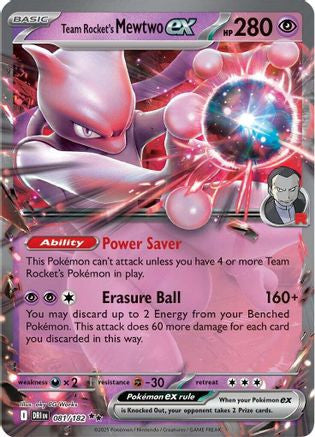 Team Rocket's Mewtwo Ex 081 182 81 Sv10 Destined Rivals Holofoil