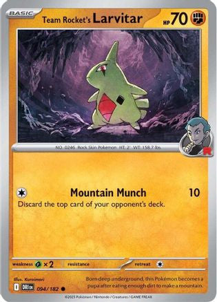 Team Rocket's Larvitar 94 Sv10 Destined Rivals Reverse Holofoil