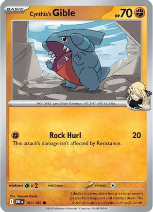 Cynthia's Gible 102 Sv10 Destined Rivals Reverse Holofoil