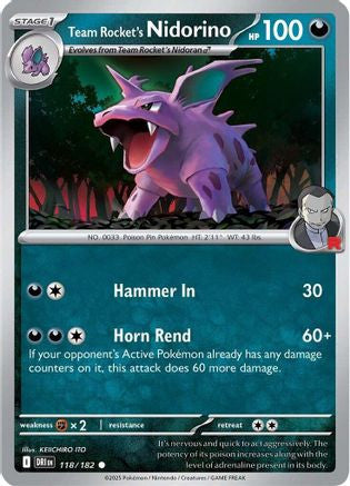 Team Rocket's Nidorino 118 Sv10 Destined Rivals