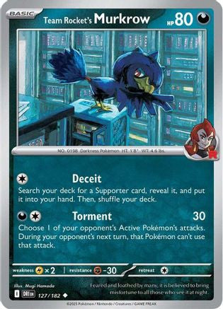Team Rocket's Murkrow 127 182 127 Sv10 Destined Rivals Reverse Holofoil