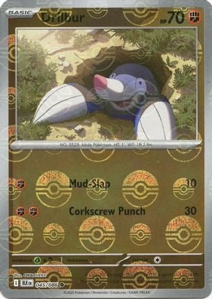 Drilbur Poke Ball Pattern 45 Sv Black Bolt Holofoil
