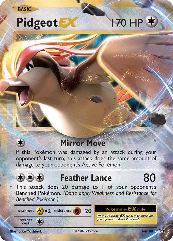 Pidgeot Ex 64 108 Evolutions Holofoil