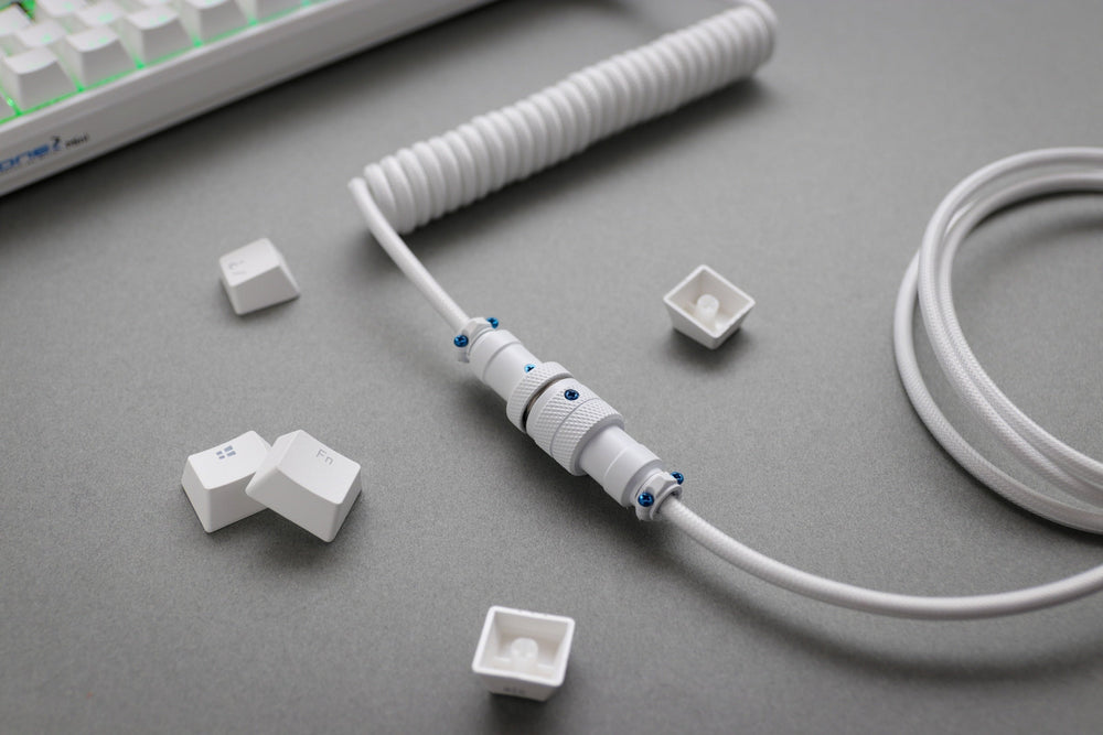 Ducky Heaven White Premicord Custom USB Cable w/ Coil