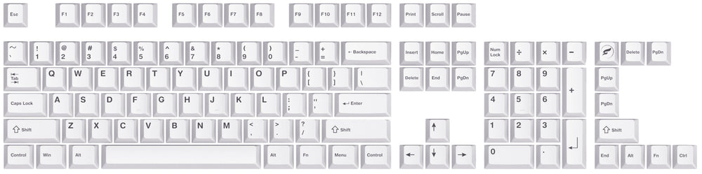 Odin Gaming Aurora White 115 Key Cherry Profile Dye Sub PBT Keycap Set