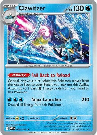 Clawitzer 038 132 38 Me01 Mega Evolution Reverse Holofoil