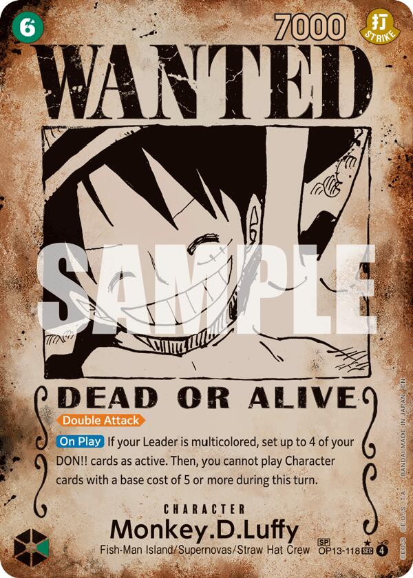 Monkey.D.Luffy (118) (Wanted Poster) - OP13-118 - (Carrying On His Will)