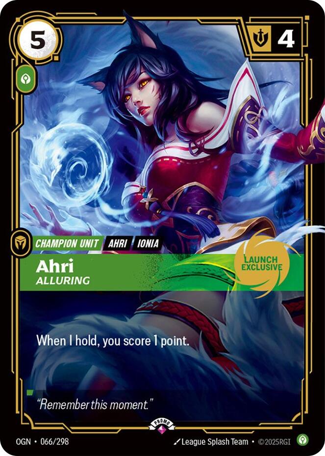 Riftbound Promotional Cards - Ahri - Alluring (Launch Exclusive) 066/298