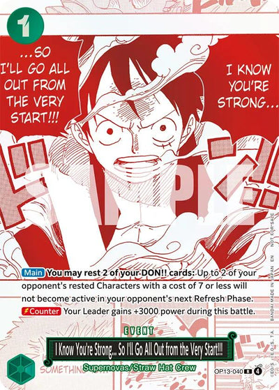 I Know You're Strong... So I'll Go All Out from the Very Start!!! (3rd Anniversary Treasure Campaign Pack) - OP13-040 - (One Piece Promotion Cards)