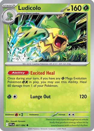 Ludicolo 007 094 7 Me02 Phantasmal Flames Reverse Holofoil