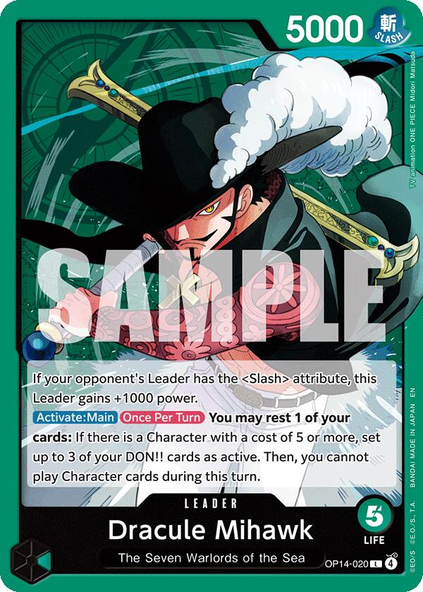 Dracule Mihawk - OP14-020 - OP14-020 - (The Azure Sea's Seven)