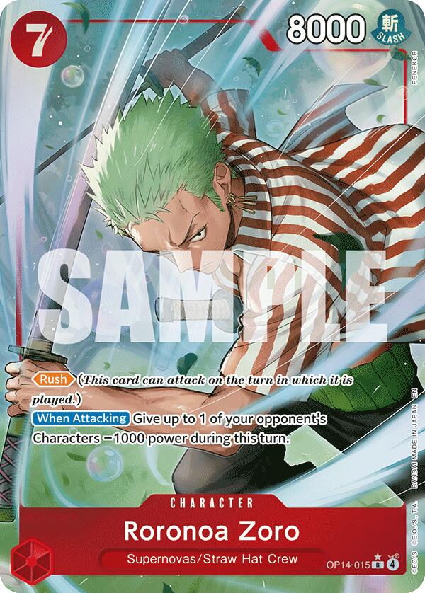 Roronoa Zoro - OP14-015 (Alternate Art) - OP14-015 - (The Azure Sea's Seven)