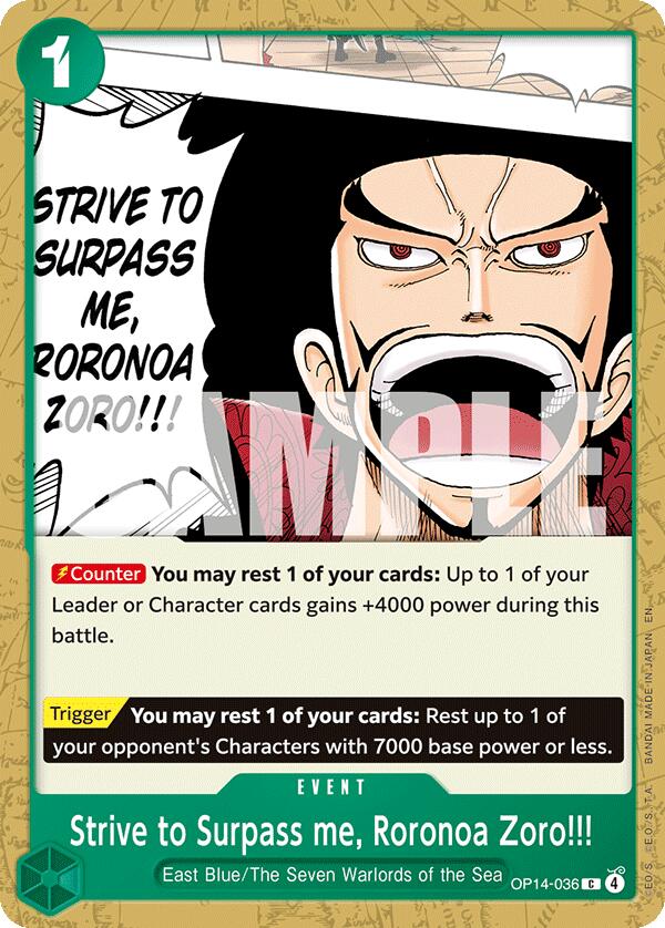 Strive to Surpass me, Roronoa Zoro!!! - OP14-036 - (The Azure Sea's Seven)