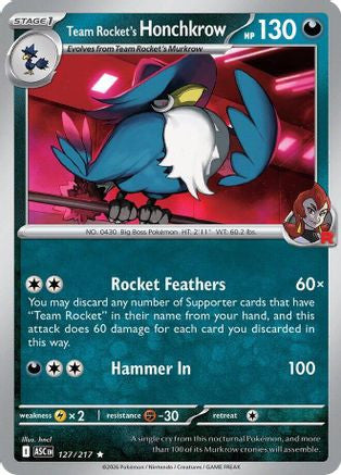Team Rocket's Honchkrow 127 Me Ascended Heroes Holofoil