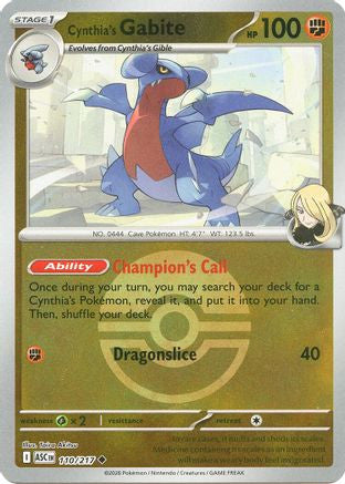 Cynthia's Gabite Poke Ball 110 Me Ascended Heroes Reverse Holofoil