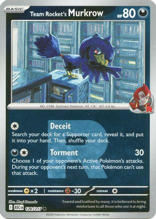Team Rocket's Murkrow Team Rocket 126 Me Ascended Heroes Reverse Holofoil