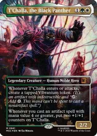 T'Challa, the Black Panther (Borderless) (Surge Foil) (MSC-881) - Commander: Marvel Super Heroes Foil