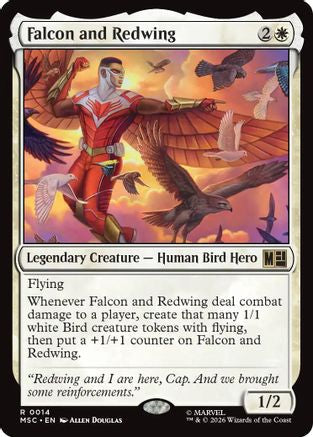 Falcon and Redwing (Surge Foil) (MSC-014) - Commander: Marvel Super Heroes Foil