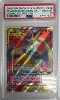 2019 POKEMON SUN & MOON COSMIC ECLIPSE #212 CHARIZARD/BRAIXEN GX COSMIC ECLIPSE-FA PSA 10