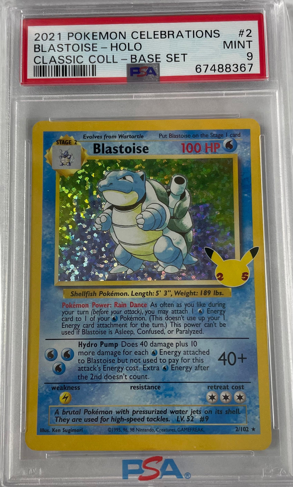 2021 POKEMON CELEBRATIONS BLASTOISE - HOLO #2 PSA 9