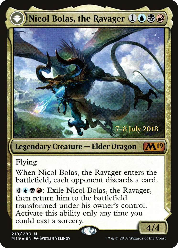Nicol Bolas, the Ravager // Nicol Bolas, the Arisen (PRE-218S) - Core Set 2019 Promos: (originpwdfc) Foil